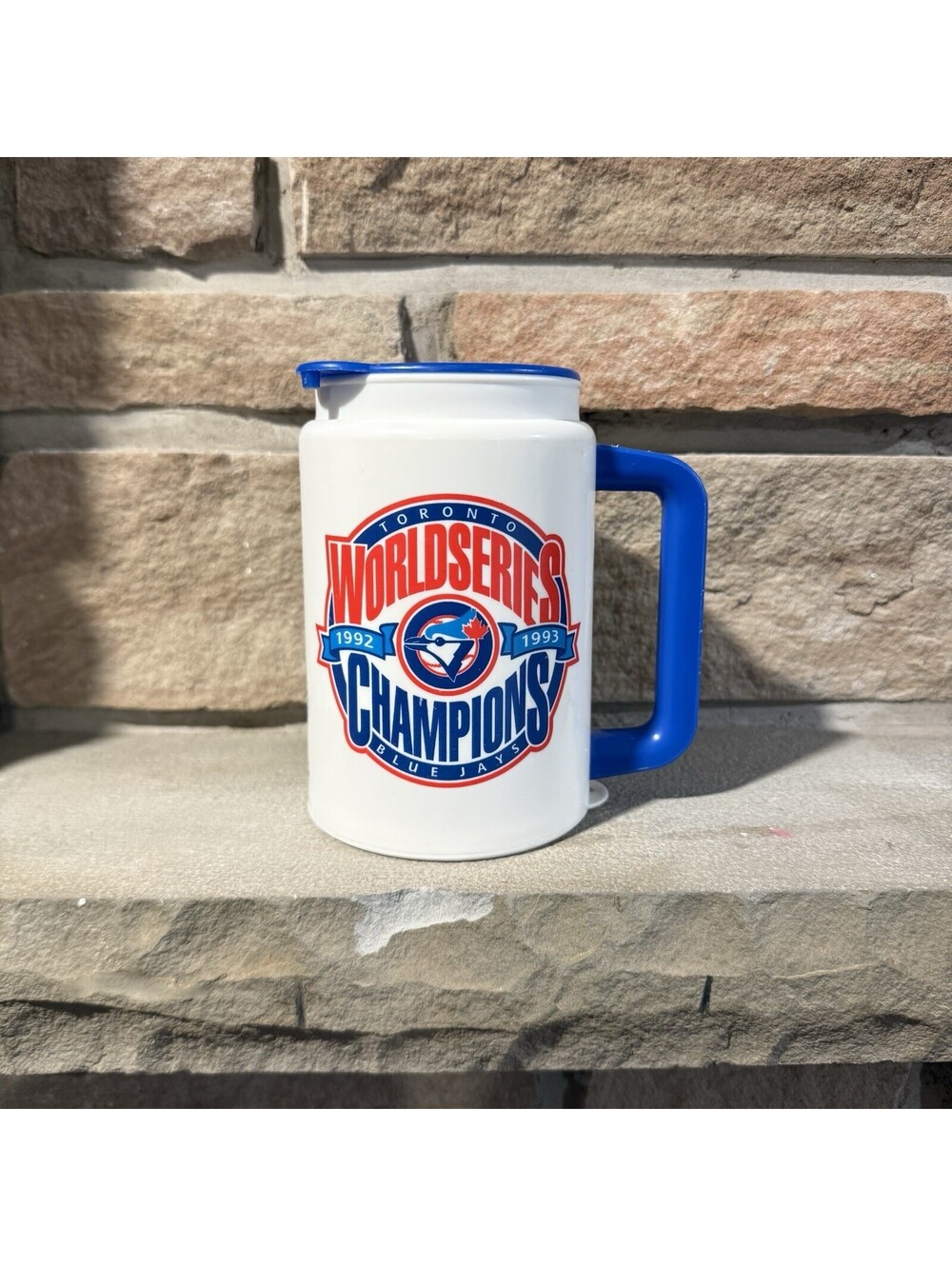 Vintage Toronto Blue Jays World Series Champions Mug 1992 1993 Plastic Travel